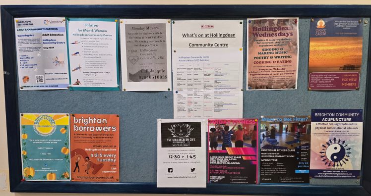 Hollingdean Community Centre hallway What's on board 2024