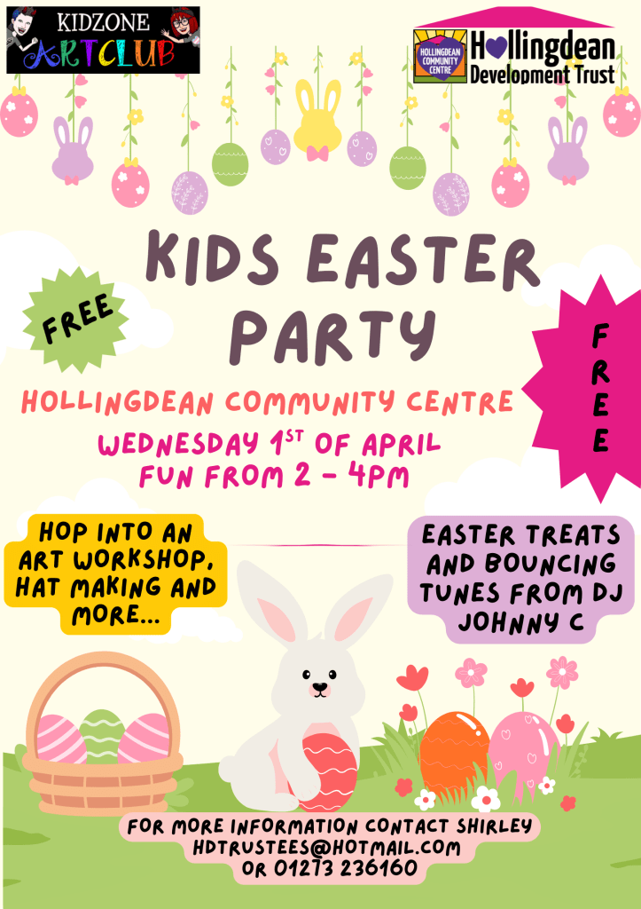 Free Kids Easter Party at Hollingdean Community Centre 1st April 2026