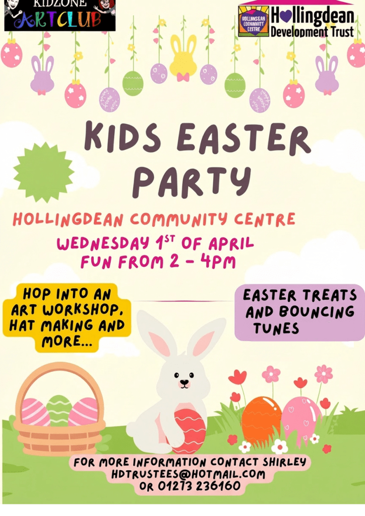 Free Kids Easter Party at Hollingdean Community Centre 1st April 2026